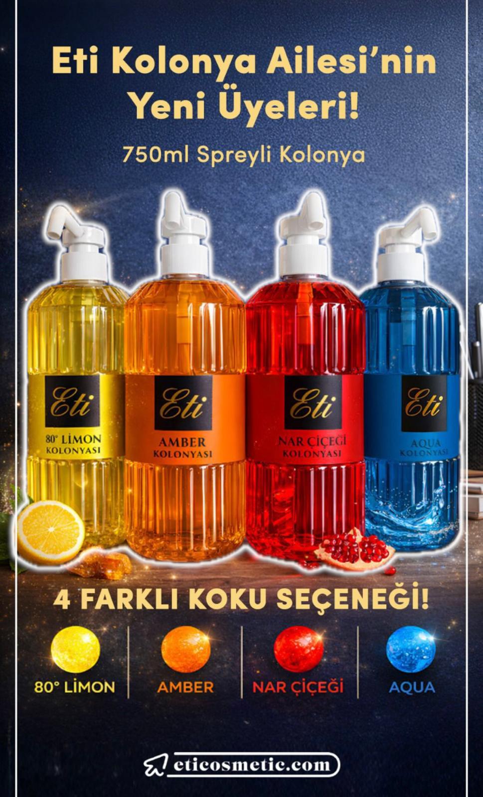 Eti 750 ml Spreyli Kolonya Çeşitleri